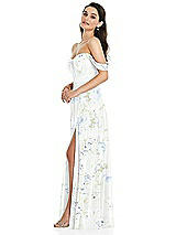 Side View Thumbnail - Bleu Garden Off-the-Shoulder Draped Sleeve Maxi Dress with Front Slit