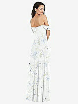 Rear View Thumbnail - Bleu Garden Off-the-Shoulder Draped Sleeve Maxi Dress with Front Slit
