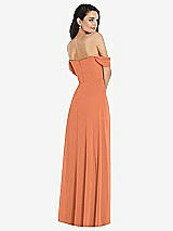 Rear View Thumbnail - Sweet Melon Off-the-Shoulder Draped Sleeve Maxi Dress with Front Slit