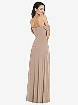 Rear View Thumbnail - Topaz Off-the-Shoulder Draped Sleeve Maxi Dress with Front Slit