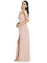 Side View Thumbnail - Cameo Off-the-Shoulder Draped Sleeve Maxi Dress with Front Slit