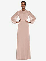 Alt View 1 Thumbnail - Toasted Sugar Strapless Chiffon Maxi Dress with Puff Sleeve Blouson Overlay 