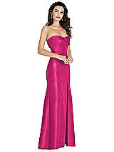 Side View Thumbnail - Think Pink Bow Cuff Strapless Princess Waist Trumpet Gown