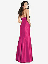 Rear View Thumbnail - Think Pink Bow Cuff Strapless Princess Waist Trumpet Gown