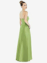 Alt View 3 Thumbnail - Mojito Strapless Satin Gown with Draped Front Slit and Pockets