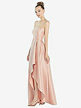 Alt View 2 Thumbnail - French Blue Strapless Satin Gown with Draped Front Slit and Pockets