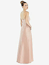 Alt View 3 Thumbnail - French Blue Strapless Satin Gown with Draped Front Slit and Pockets