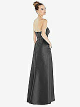 Alt View 3 Thumbnail - Pewter Strapless Satin Gown with Draped Front Slit and Pockets