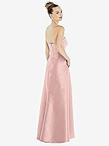 Alt View 3 Thumbnail - Rose - PANTONE Rose Quartz Strapless Satin Gown with Draped Front Slit and Pockets