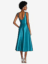 Rear View Thumbnail - Oasis Square Neck Full Skirt Satin Midi Dress with Pockets