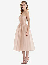 Side View Thumbnail - Cameo Strapless Pleated Skirt Organdy Midi Dress