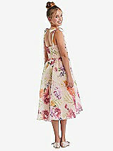 Rear View Thumbnail - Penelope Floral Print Pink Floral Tie Shoulder Full Pleated Skirt Junior Bridesmaid Dress