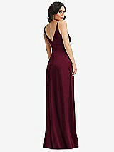 Rear View Thumbnail - Cabernet Skinny Strap Plunge Neckline Maxi Dress with Bow Detail