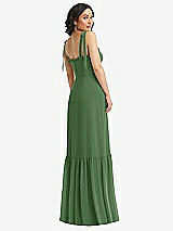 Rear View Thumbnail - Vineyard Green Tie-Shoulder Bustier Bodice Ruffle-Hem Maxi Dress