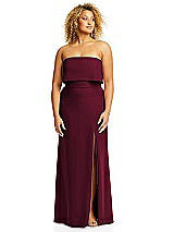 Alt View 3 Thumbnail - Cabernet Strapless Overlay Bodice Crepe Maxi Dress with Front Slit