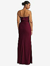 Rear View Thumbnail - Cabernet Strapless Overlay Bodice Crepe Maxi Dress with Front Slit