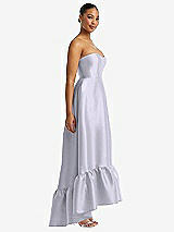 Side View Thumbnail - Silver Dove Strapless Deep Ruffle Hem Satin High Low Dress with Pockets