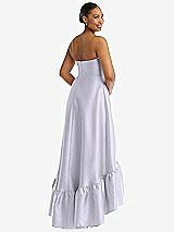 Rear View Thumbnail - Silver Dove Strapless Deep Ruffle Hem Satin High Low Dress with Pockets