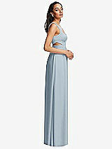 Side View Thumbnail - Mist Open Neck Cross Bodice Cutout  Maxi Dress with Front Slit