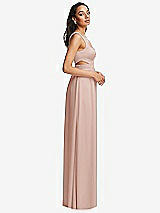 Side View Thumbnail - Toasted Sugar Open Neck Cross Bodice Cutout  Maxi Dress with Front Slit