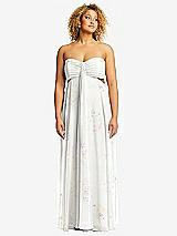 Front View Thumbnail - Spring Fling Strapless Empire Waist Cutout Maxi Dress with Covered Button Detail