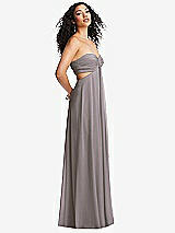 Alt View 1 Thumbnail - Cashmere Gray Strapless Empire Waist Cutout Maxi Dress with Covered Button Detail