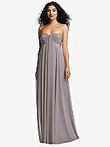 Alt View 2 Thumbnail - Cashmere Gray Strapless Empire Waist Cutout Maxi Dress with Covered Button Detail