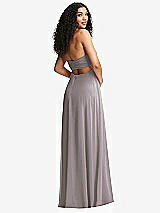 Alt View 4 Thumbnail - Cashmere Gray Strapless Empire Waist Cutout Maxi Dress with Covered Button Detail