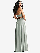 Alt View 4 Thumbnail - Willow Green Strapless Empire Waist Cutout Maxi Dress with Covered Button Detail