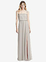 Front View Thumbnail - Oyster Skinny Tie-Shoulder Ruffle-Trimmed Blouson Maxi Dress