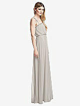 Side View Thumbnail - Oyster Skinny Tie-Shoulder Ruffle-Trimmed Blouson Maxi Dress