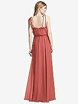 Rear View Thumbnail - Coral Pink Skinny Tie-Shoulder Ruffle-Trimmed Blouson Maxi Dress