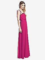 Side View Thumbnail - Think Pink Skinny Tie-Shoulder Ruffle-Trimmed Blouson Maxi Dress