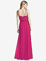 Rear View Thumbnail - Think Pink Skinny Tie-Shoulder Ruffle-Trimmed Blouson Maxi Dress