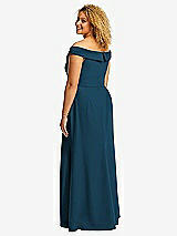 Alt View 3 Thumbnail - Atlantic Blue Cuffed Off-the-Shoulder Pleated Faux Wrap Maxi Dress