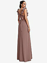 Rear View Thumbnail - Sienna Ruffle-Trimmed Neckline Cutout Tie-Back Trumpet Gown
