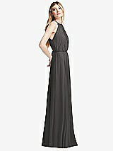 Side View Thumbnail - Caviar Gray Illusion Back Halter Maxi Dress with Covered Button Detail