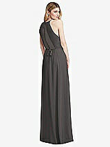 Rear View Thumbnail - Caviar Gray Illusion Back Halter Maxi Dress with Covered Button Detail