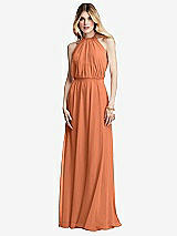 Front View Thumbnail - Sweet Melon Illusion Back Halter Maxi Dress with Covered Button Detail