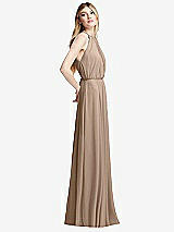 Side View Thumbnail - Topaz Illusion Back Halter Maxi Dress with Covered Button Detail