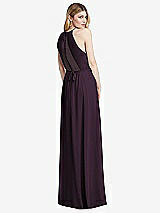 Rear View Thumbnail - Aubergine Illusion Back Halter Maxi Dress with Covered Button Detail