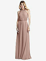 Front View Thumbnail - Bliss Illusion Back Halter Maxi Dress with Covered Button Detail