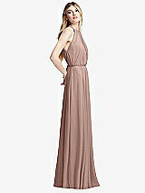 Side View Thumbnail - Bliss Illusion Back Halter Maxi Dress with Covered Button Detail