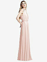 Side View Thumbnail - Blush Illusion Back Halter Maxi Dress with Covered Button Detail