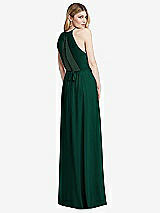 Rear View Thumbnail - Hunter Green Illusion Back Halter Maxi Dress with Covered Button Detail