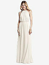 Front View Thumbnail - Ivory Illusion Back Halter Maxi Dress with Covered Button Detail