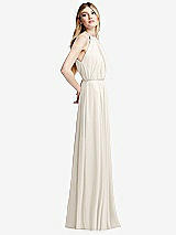 Side View Thumbnail - Ivory Illusion Back Halter Maxi Dress with Covered Button Detail