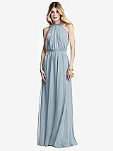 Front View Thumbnail - Mist Illusion Back Halter Maxi Dress with Covered Button Detail