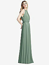 Side View Thumbnail - Seagrass Illusion Back Halter Maxi Dress with Covered Button Detail