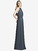 Side View Thumbnail - Silverstone Illusion Back Halter Maxi Dress with Covered Button Detail